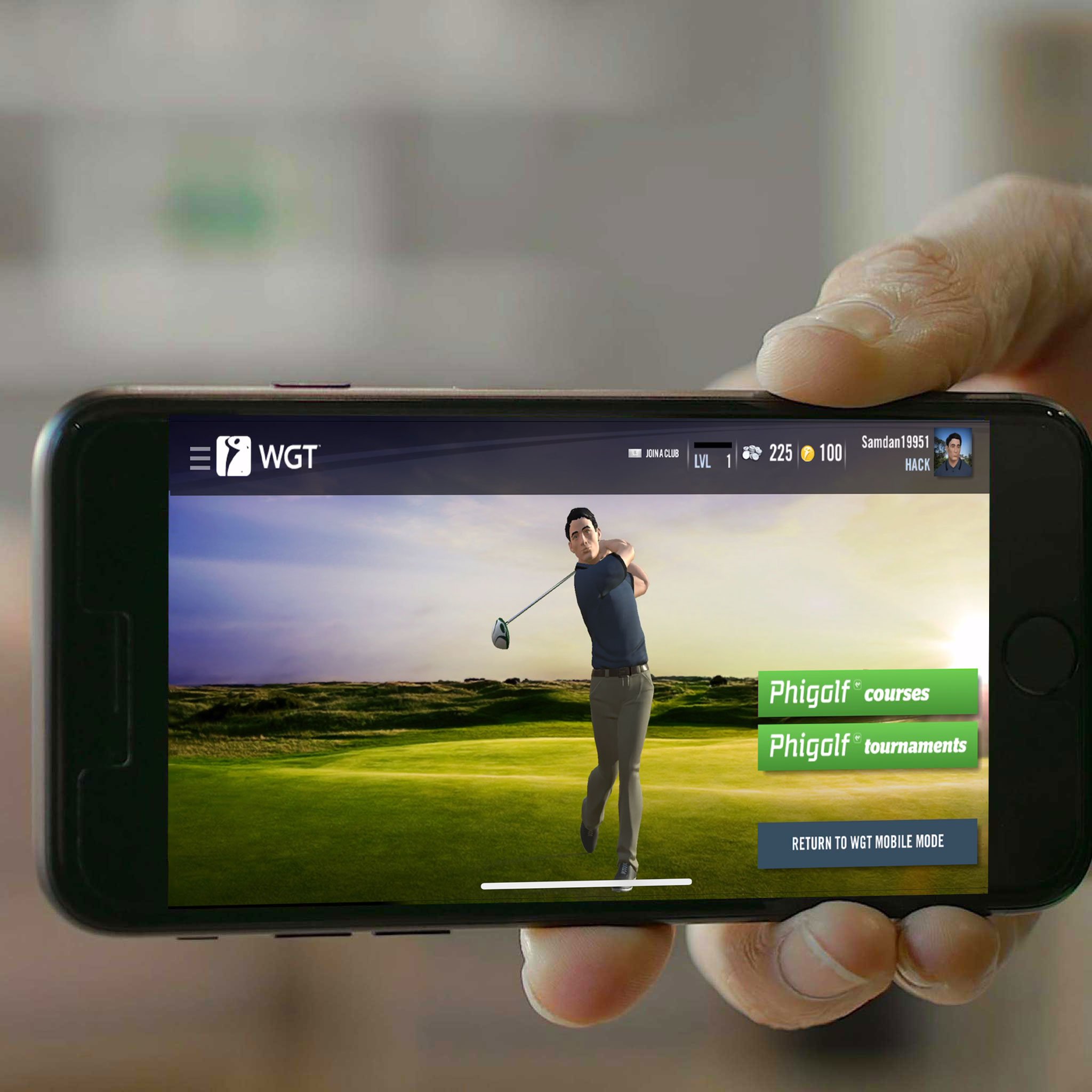 Phigolf app on mobile phone